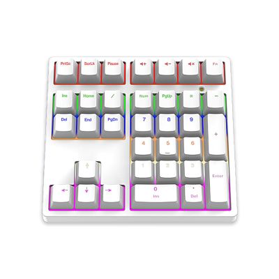 YUEHISY Number Pad, Mechanical 34 Keys USB C Wired Numeric Keypad with RGB Backlit, Blue Switches, Plug and Play for Laptop and Desktop (White)