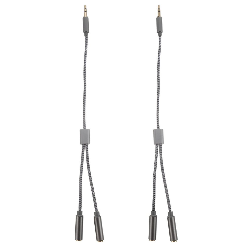 MUELODSIC 2pcs Nylon Woven Audio Splitter Cables Dual Female Stereo Adapter for Headphones Compatible with Laptops and Digital Devices and Flexible Gray