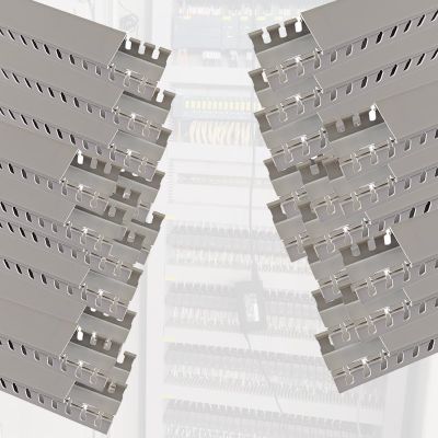 78.7in Length Duct PVC Open Slot Wiring Raceway, Cable Management Channel Cord Track for Under Desk/Laboratory/Businesses, Wire Channels to Hide Wires Gray(25 PCS,W H 1IN x 1IN)