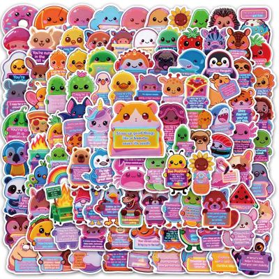 100Pcs Emotional Support Animal Stickers, Neno Affirmation Vinyl Sticker Pack with Inspirational Quotes for Water Bottles, Laptops, Phone Case Decor, Mental Health Awareness Gift for Adults & Kids