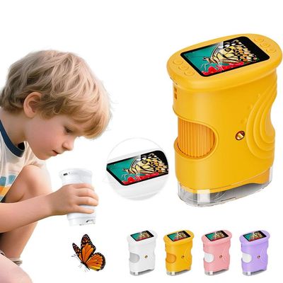 1000X Handheld Microscope, 2026 Upgraded Portable Mini Pocket Microscope with 4k 2.0" Screen, Digital Magnifying Glass Scope Science Kits for Kids Learning, Plants, Insects (Orange)