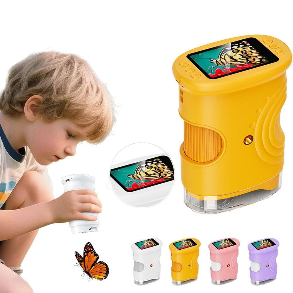 1000X Handheld Microscope, 2026 Upgraded Portable Mini Pocket Microscope with 4k 2.0" Screen, Digital Magnifying Glass Scope Science Kits for Kids Learning, Plants, Insects (Orange)