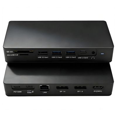 13in1 USB-C 3 Monitor Docking Station,Compatible with Lenovo ThinkPad Universal Docking Station(40AY0090US),PD 100W,Dual DP 1.4(4K@60Hz),HDMI,RJ45,SD3.0/microSD3.0,1xUSB 3.2 Gen1,2xUSB 3.2 Gen2,Audio
