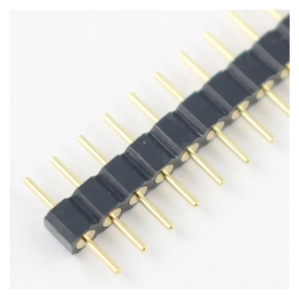 CTGFBUW 10pcs Gold Plated 2.54mm Pitch 40 Male Round Pin Single Row Straight Header Strip