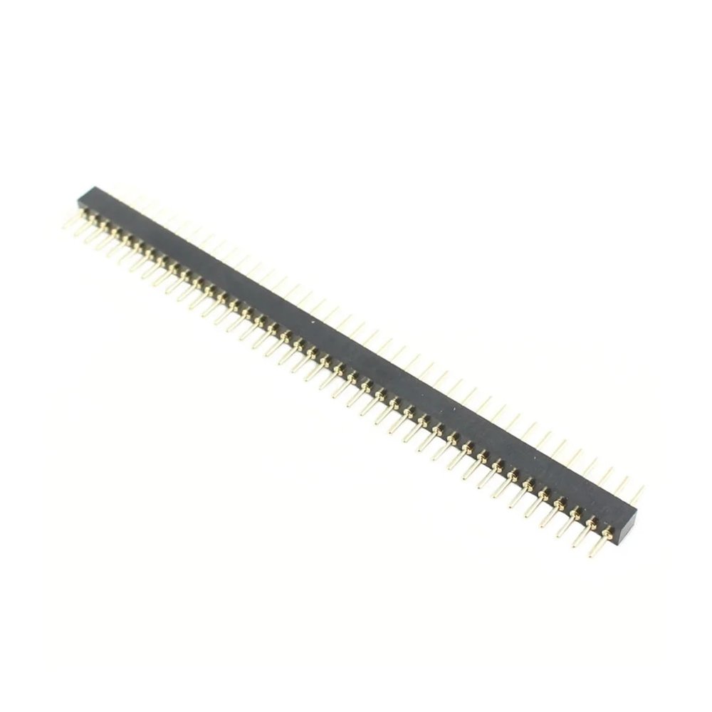 CTGFBUW 5pcs 1.778mm Pitch 40P 1x40 Round Pin Male Female Header Strip Hole Single Row Straight Socket Connector Gold Tin Plated(40P Pin Header)