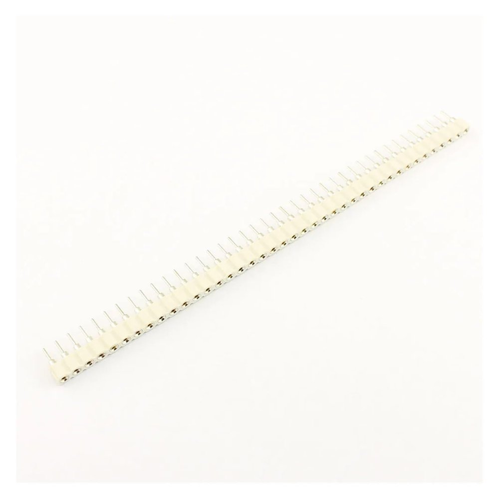 CTGFBUW 5pcs 2.54mm Pitch 1x40 2x40 40 80 Pin Female Male Hole Round Header Strip Connector Straight Single Double Row Tin Gold Plated(1x40P Female White)