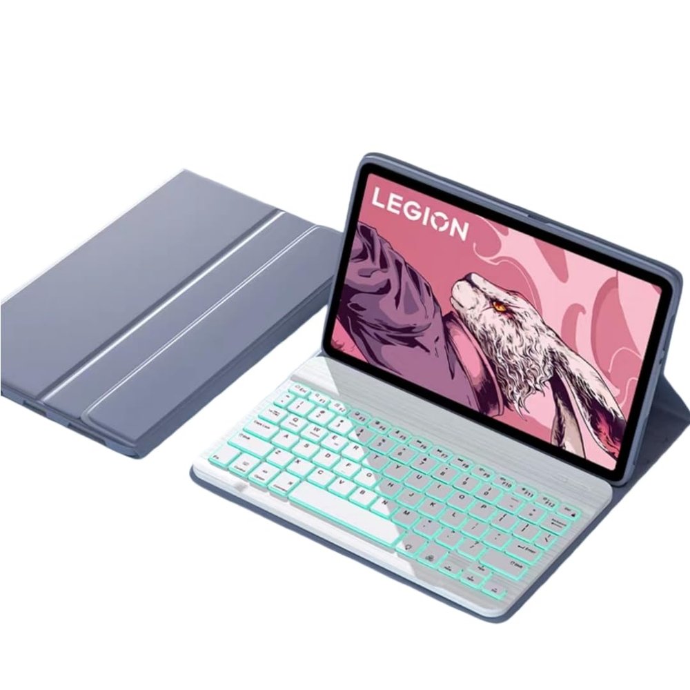 PboyiqiS Backlit Keyboard Case for Lenovo Tab Plus 11.5 Inch 2024, 7-Color Rainbow Backlight Magnetic Detachable Keyboard Cover,Purple