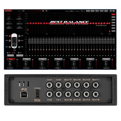 Car Audio DSP BTS880 4 Input 8 Output DSP Digital Signal Processor with Built in EQ Crossovers, 31-Band RCA Auxiliary Input and High Level Speaker Inputs DSP Bluetooth Equalizer Amplifier