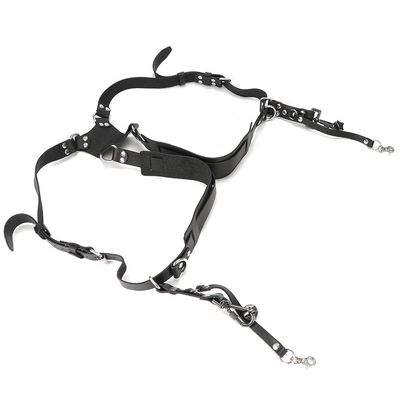 Acouto Leather Double Shoulder Camera Strap Harness Camera Strap Leather Double Shoulder Harness Photography Accessories Binocular, & Camcorder (Shoulders-black)