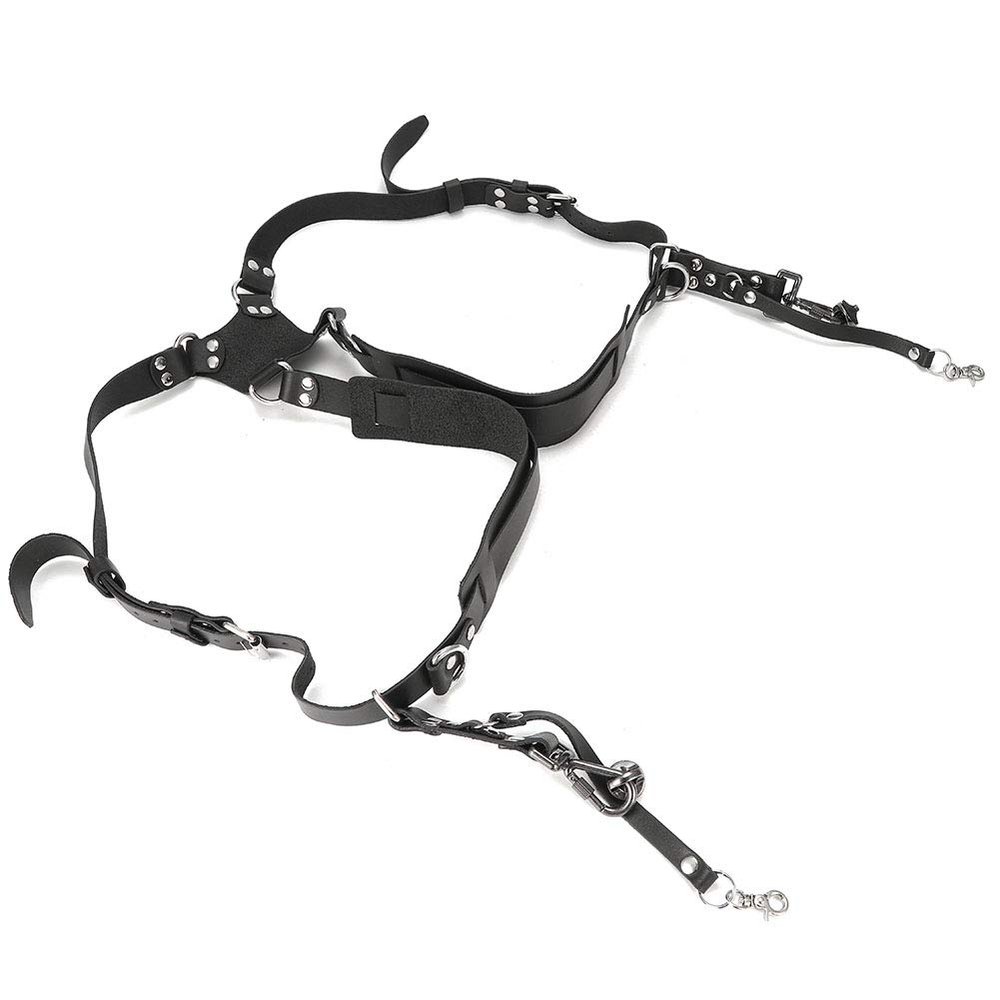 Acouto Leather Double Shoulder Camera Strap Harness Camera Strap Leather Double Shoulder Harness Photography Accessories Binocular, & Camcorder (Shoulders-black)