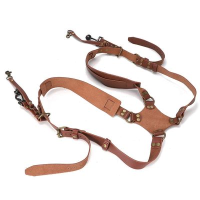 Acouto Leather Double Shoulder Camera Strap Harness Camera Strap Leather Double Shoulder Harness Photography Accessories Binocular, & Camcorder (Shoulders-brown)