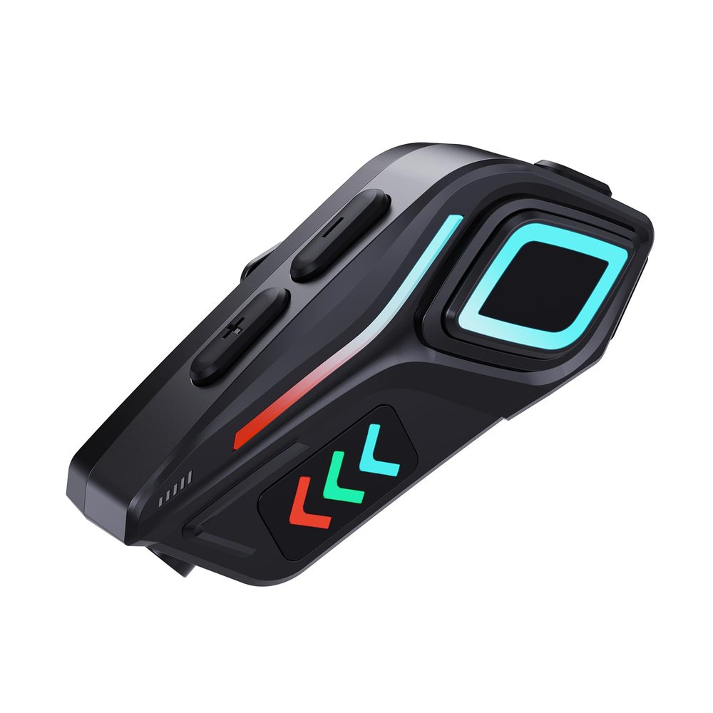 SENECESLI Motorcycle Bluetooth Headset with LED Lights, Wireless BT 5.4 Headphones with Noise Cancellation Microphone, IP65 Water Dust Resist, Voice Assistant, for All Helmets