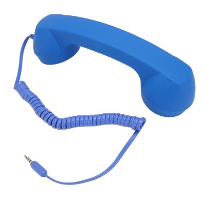 Aramox Wired Telephone Handsets, Retro Design with 3.5mm Jack Plug, 9ft Spiral Cable for Smartphones and Computers, Ideal for Office Home Call Centers (Blue)