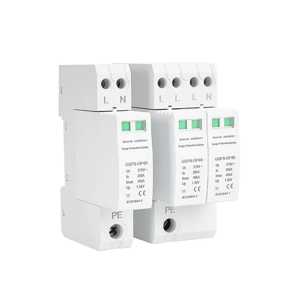 GSP9 AC SPD 20KA~40KA 275V House Surge Protector Device Low-Voltage Arrester Device 1P+N 18mm 3P+N 36mm(GSP9-DP40 4P 275V)