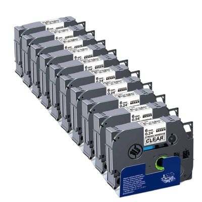 10 Pack 6mm Black On Clear Label Tape for S111 Label Maker with Acrylic Adhesive Compatible with S111