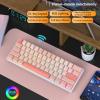Dpofirs 61 Key Wireless RGB Mechanical Keyboard | 3 Mode Connection, Hot Swappable Blue Switches & 16M Color Backlight (Pink) view 2