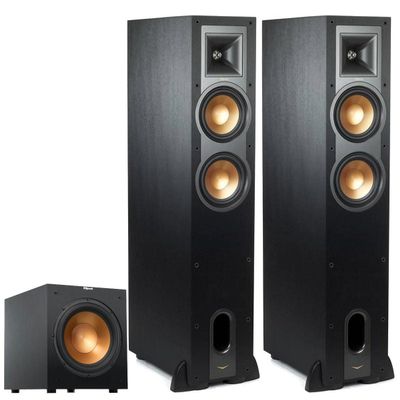 Klipsch Reference R-26FA Dolby Atmos Floorstanding Speaker (Pair) + R-12SW 12 Subwoofer  Premium Home Theater Tower & Deep Bass Sub Bundle