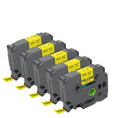 Black On White Tape Compatible with Label Maker 12mm 5PK 10PK Works with TZe TZe231 TZe431 TZe531 TZe631 TZe731(Black on Yellow)