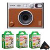 Fujifilm Instax Mini EVO Instant Camera with Sunshine Photo Microfiber Cleaning Cloth (Camera + 3 Twin Packs, Brown) view 1