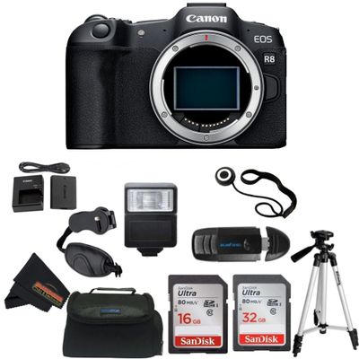 Canon EOS R8 Full-Frame Mirrorless Camera (Renewed) (Body Only + Professional Accessories Bundle)