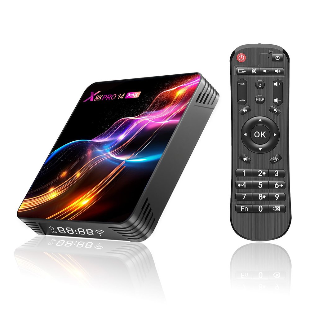 GREVA 8K TV Box Android 14.0 4GB RAM 32GB ROM Android TV Box RK3528 Chipset Support 2.4G/5.0G WiFi 6 HDR10 BT5.0 USB3.0 Ethernet LAN 3D 1080P 2K 4K+ Utral HD Smart Streaming Media Player PRO14 MAX