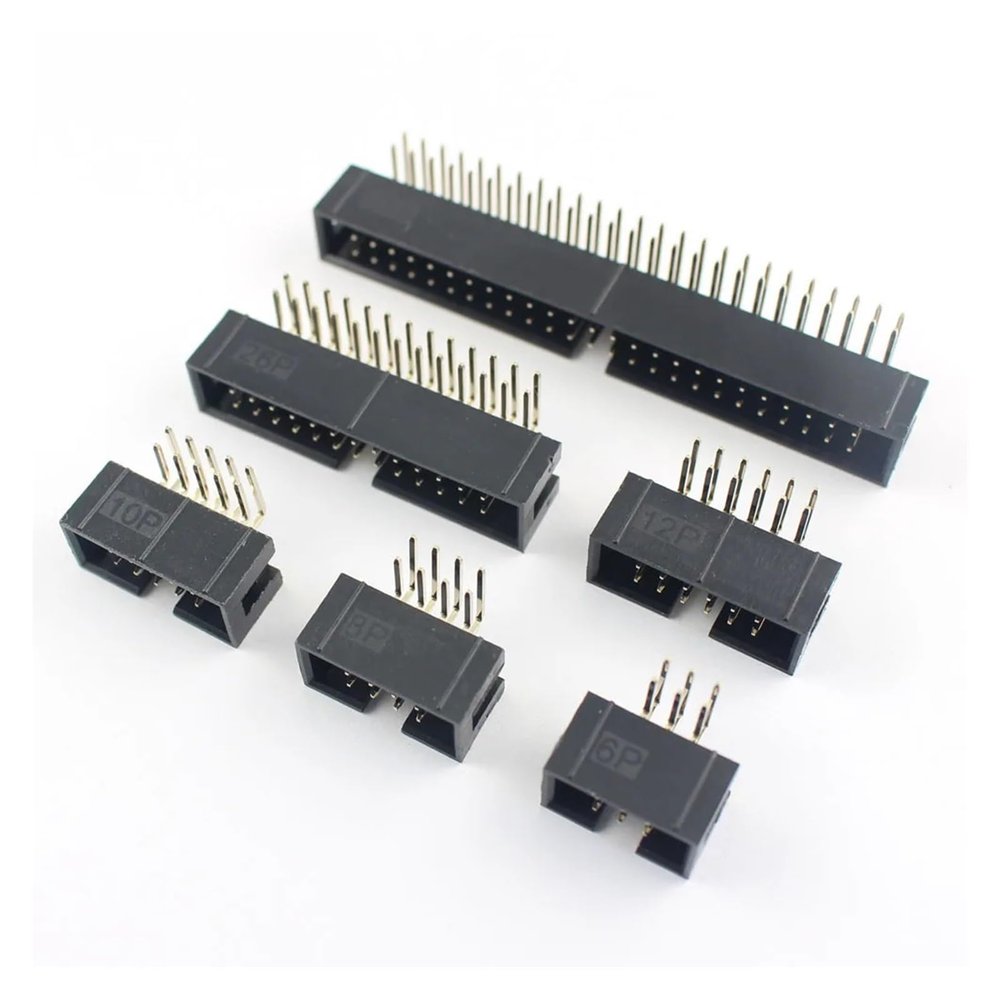 CTGFBUW 10pcs 2.54mm Pitch DC3 Male Connector 6 8 10 12 14 16 18 20 24 26 30 34 40 50 Pin Right Angle Box Header IDC Socket 6P 8P 10P(34P)