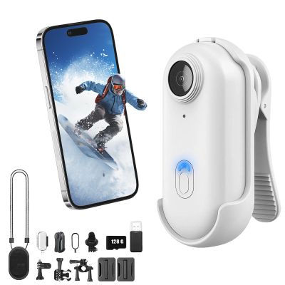 CXZASDELPA POV Capture Pro, POV Pro 4K Camera, Ultra Wide Angle Wearable Body Adventure Action Cam, for Diving, Cycling and Outdoors Activities (4K-White, 128g)