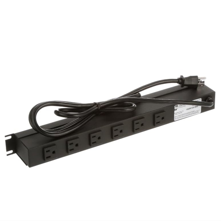 1583H12A1BKX, Power Outlet Strips Power Outlet Strip 19" Switch 6' Cord