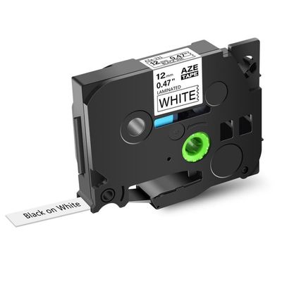 12mm Label Tape Compatible with TZ TZe-231 Black On White Standard Laminated Label for Printer(1PK-Black on White)