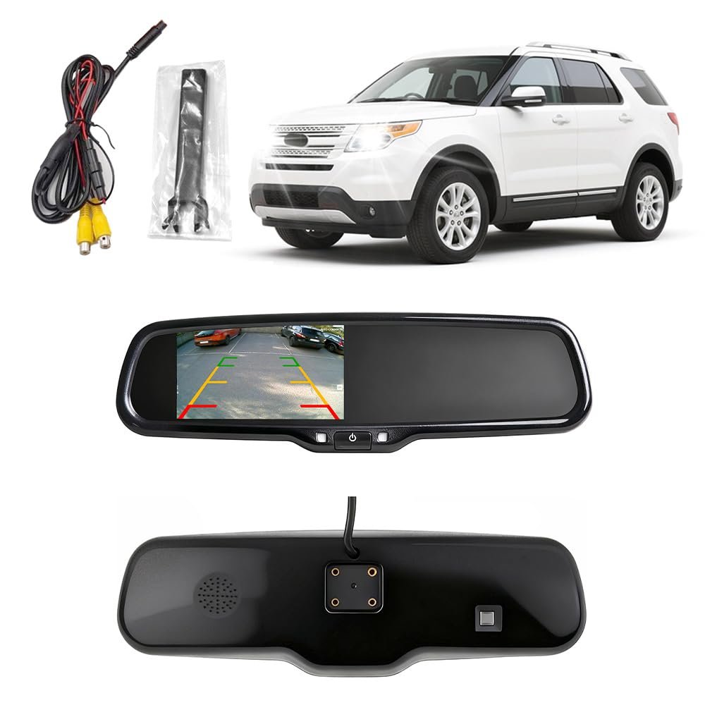4.3 Inch Car Rearview Mirror Monitor for Ford Fiesta 2013 AHD 800x480 Display with Backup Guide Lines, Auto Dimming & Anti-Glare, RCA Cable + Special Bracket
