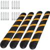 4 Pack 6FT Heavy Duty Rubber Speed Bump with 2 Channel Cable Cover - 72" Parking Lot Speed Hump for Garage, Driveway, Warehouse - Includes Installation Parts, Black/Yellow