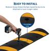 4 Pack 6FT Heavy Duty Rubber Speed Bump with 2 Channel Cable Cover - 72" Parking Lot Speed Hump for Garage, Driveway, Warehouse - Includes Installation Parts, Black/Yellow view 2