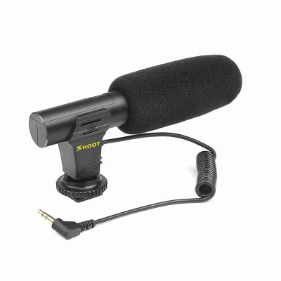 Akozon Stereo Microphone Hot Shoe Mount 3.5mm Jack DV Microphone for Camera Film Recording Interview