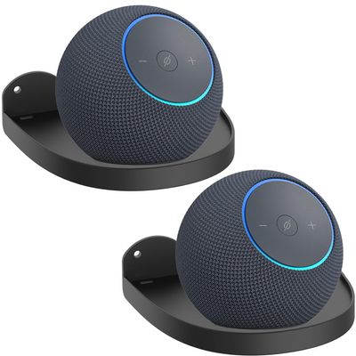 Aokikeisu Wall Mount Holder for 2025 New Echo Studio/Echo Dot Max, for Echo Dot Max Standing Speaker. Compatible with Echo Studio Speaker Stand Metal Holder Accessory Rack (Black, 2PCS)