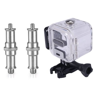 Bloepum 2 Pieces Standard 1/4 to 3/8 Inch Metal Male Converter Threaded Screw with 45M Waterproof Housing Case for 5