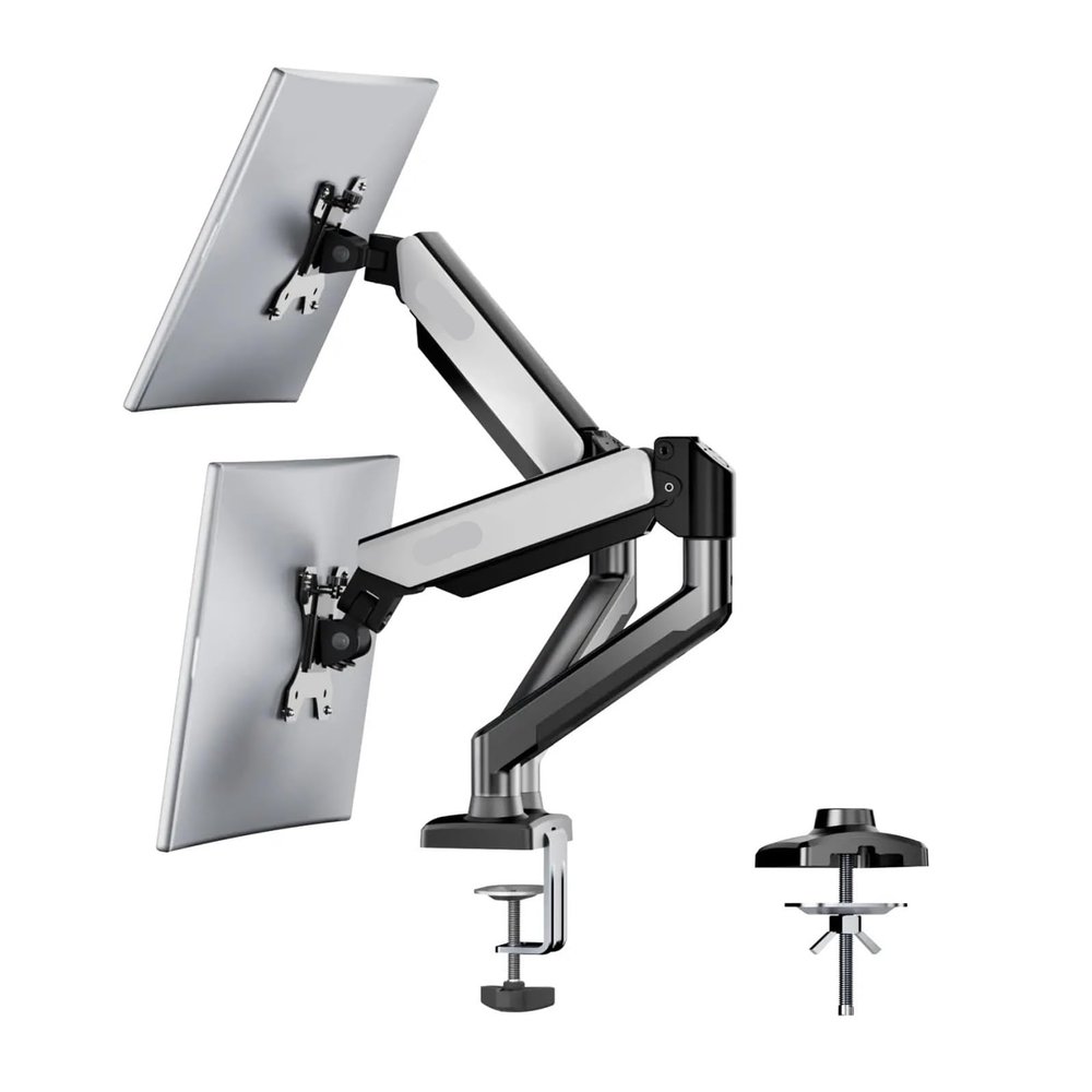 ADBWEKKF MS-002 Monitor Stand Dual Arm with C-clamp and Grommet Mount for Flexible Adjustment and Easy Monitor Stand Installation