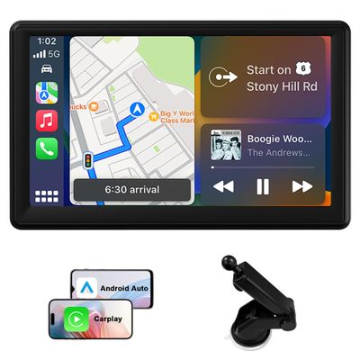 7" Portable Touch Screen Car Stereo Support Wireless Carplay Android Auto, with Mirror Link/Voice Control/FM/GPS Navigation/AUX