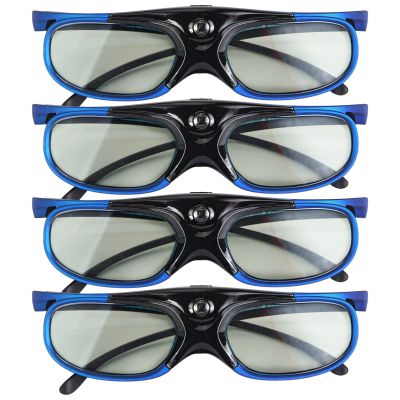 Vestamore 4 Pairs 3D Glasses, 144Hz Refresh Rate, Rechargeable For Dlp-Link, Xgimi, Jmgo Projectors, Wide Viewing Angle, Blue Frame
