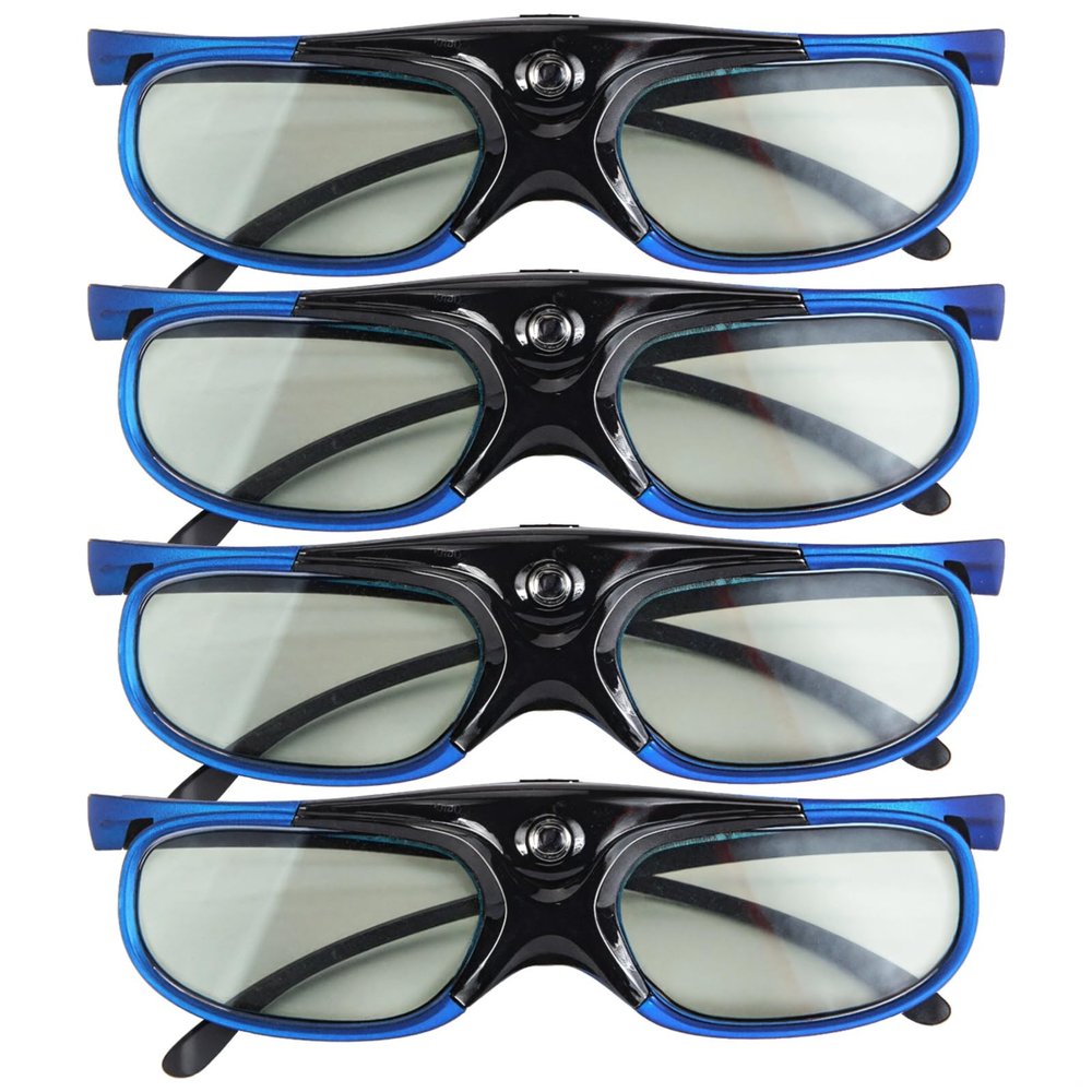 Vestamore 4 Pairs 3D Glasses, 144Hz Refresh Rate, Rechargeable For Dlp-Link, Xgimi, Jmgo Projectors, Wide Viewing Angle, Blue Frame