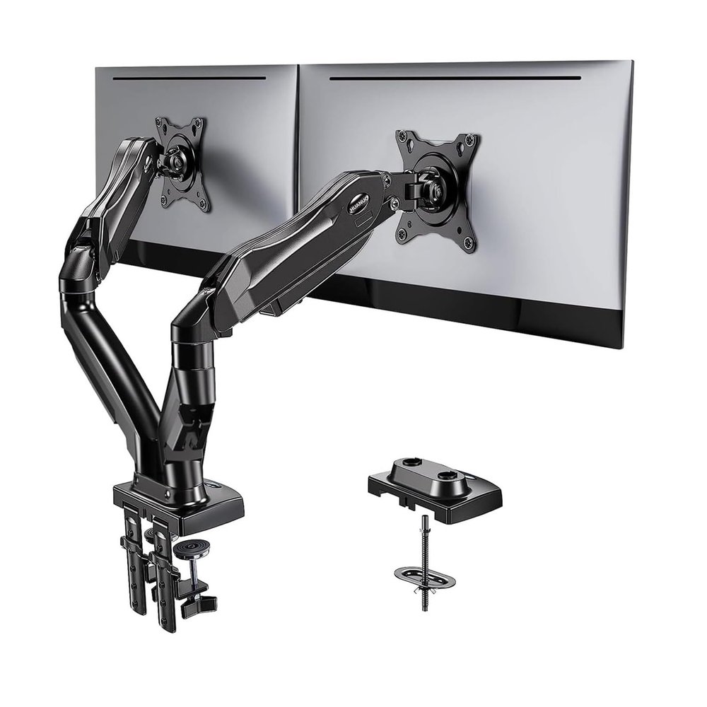 ADBWEKKF Dual Monitor Stand - Fully Adjustable Monitor Desk Mount Swivel Stand with C-Clamp, Screen - Each Stand Holds 4.4 to 19.8 lbs
