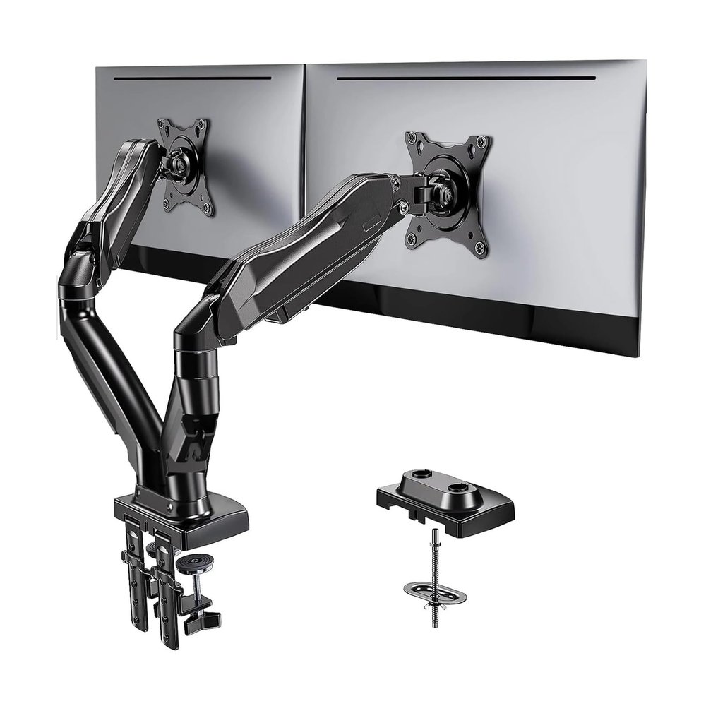 ADBWEKKF Dual Monitor Stand - Fully Adjustable Monitor Desk Mount Swivel Stand with C-Clamp, Grommet Mounting Base