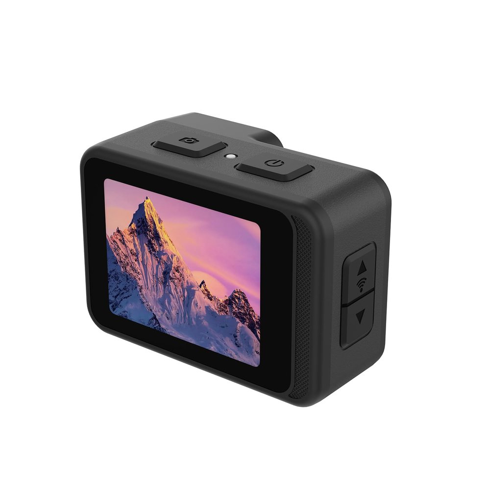 Acouto Action Camera with Accessories Kit - 4K 60FPS Action Camera 24MP WiFi Sports Camera 170 Wide Angle Lens Dual Screen Touch Control - Perfect for Diving and Outdoor