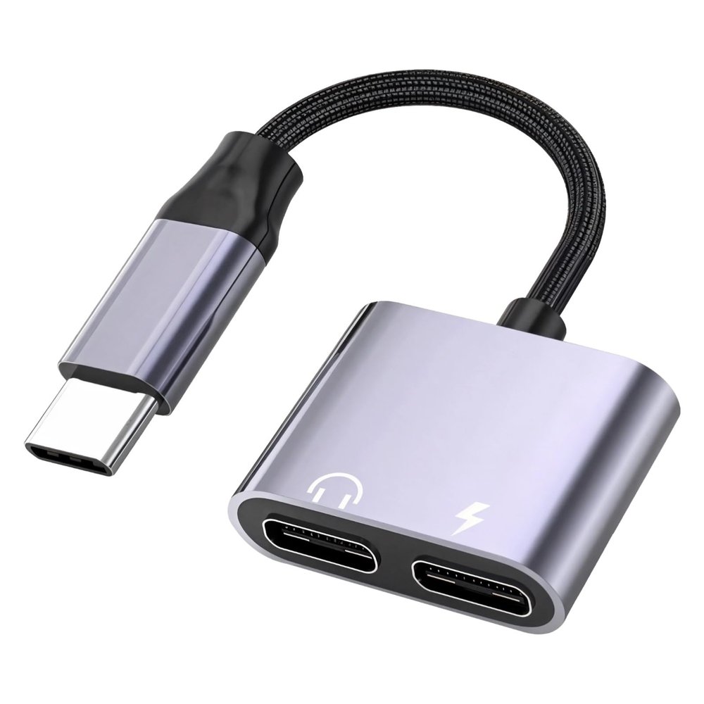 Vestamore Type-C Charging And Audio Splitter, Usb-C Adapter Offering Lossless Sound, 60W Fast Charge Support, Travel Friendly Alloy Build