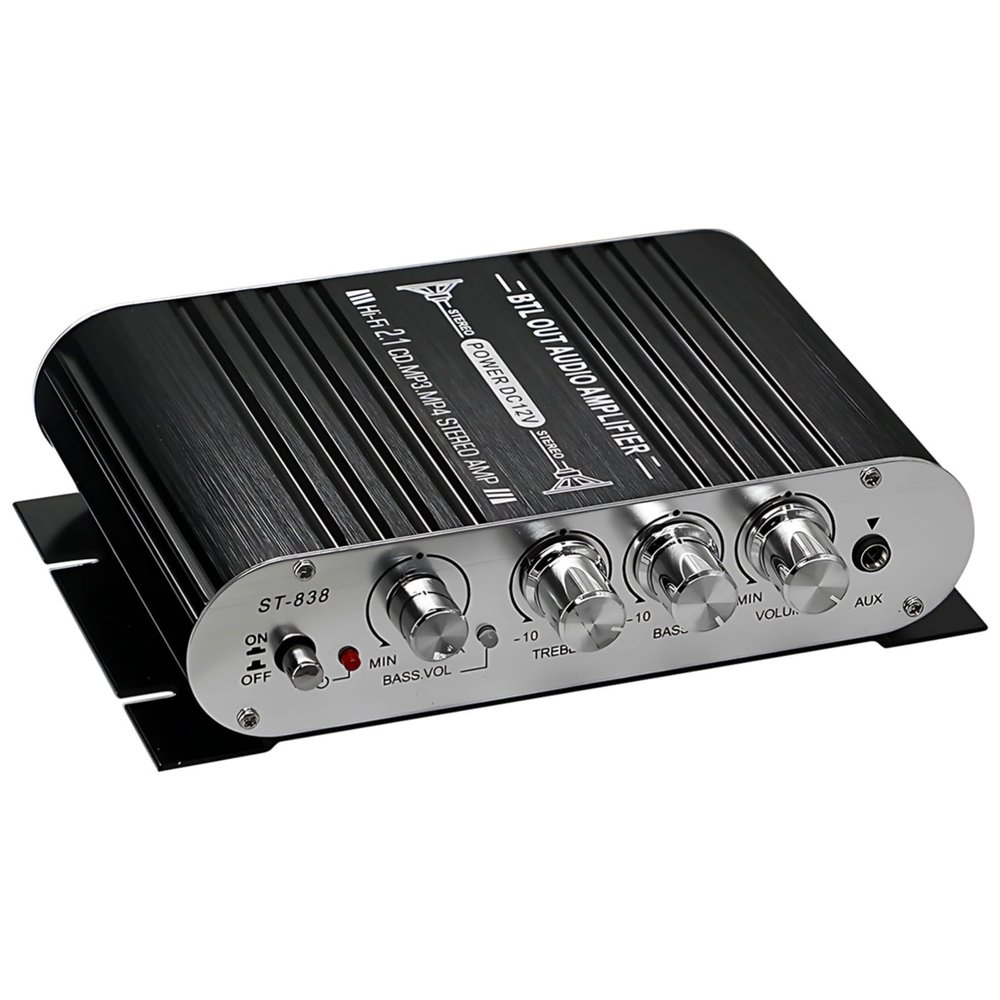 Vestamore 2.1 Channel Subwoofer Amplifier, Mini Digital Audio, Aux/Rca Input For Car, Adjustable Treble/Bass Controls
