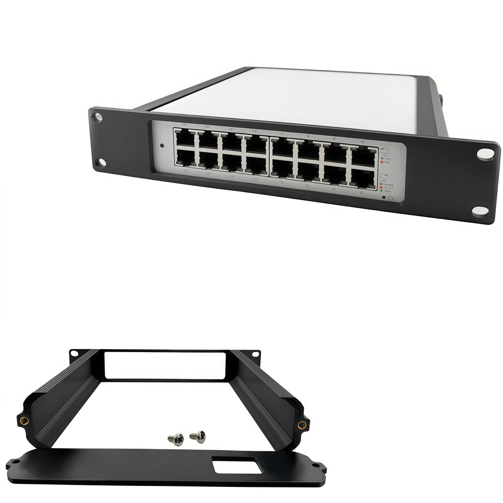 1U 10-inch Rack Mount Bracket for UniFi USW-Lite-16-PoE Fits Standard 10-inch Server Racks, Low-Profile 1U (7.75-inch mounting Depth)