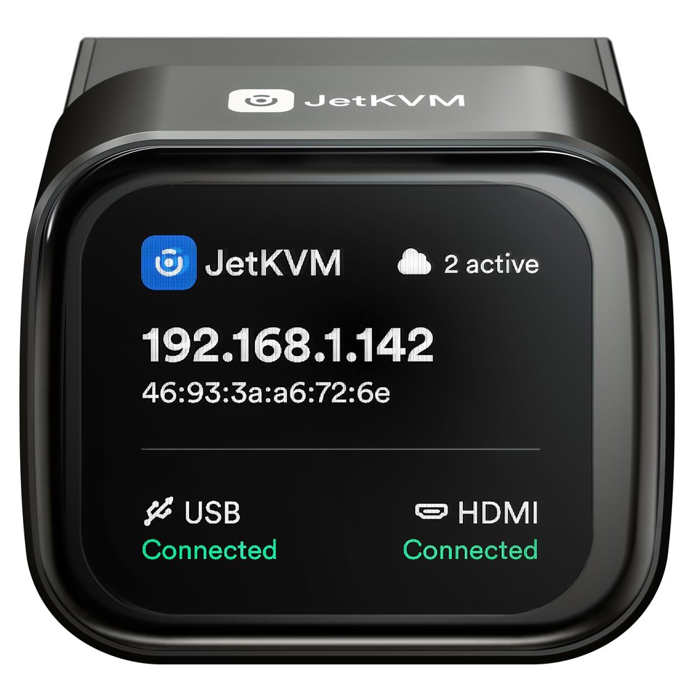 JetKVM IP KVM PC Remote Control, Open Source Jet KVM Over IP Internet with Touchscreen LCD Ultra-Low Latency, Network IP KVM Switch Remote BIOS Access for Computer and Server