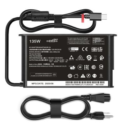 135W USB C Slim Laptop Charger Compatible with Lenovo ThinkPad P16s T16 Z16 E16 P14s Gen 1 2 3 4 5 Yoga/Slim Pro 7 9 Power Adapter