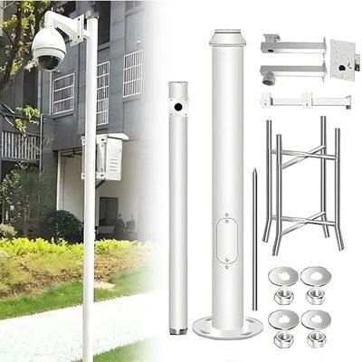 8FT to 20FT Adjustable Security Camera Pole - Universal Surveillance Post Stand with 4 Brackets for Outdoor Use, Ideal for Backyard, Walkway, Industrial & Home Security (5.5m/217in)