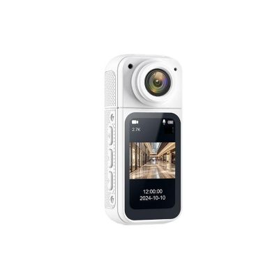 Action Camera, 2.7K Thumb Action Camera 180 Rotate Outdoor Action Camera Video Recorder for Motorcycle Riding Car Video Shooting, HD Camera(White)