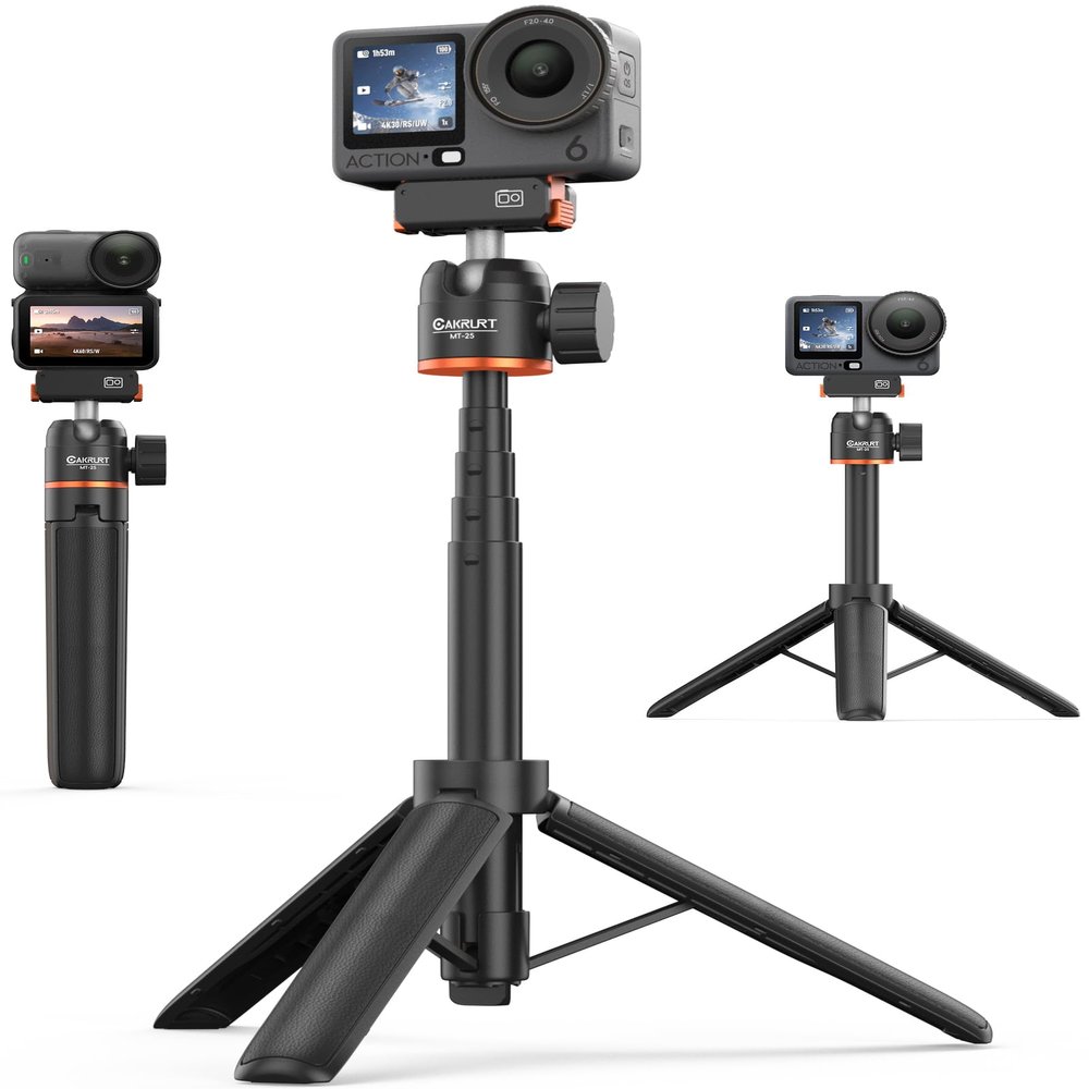 21.4" Osmo Action Dual-Direction Selfie Stick Tripod for DJI Action 6/Osmo Nano, 2-in-1 Extendable Hand Grip w Mini Extension Rod & 360 Ball Head, Travel Vlogging Stand/Accessory for Video Recording
